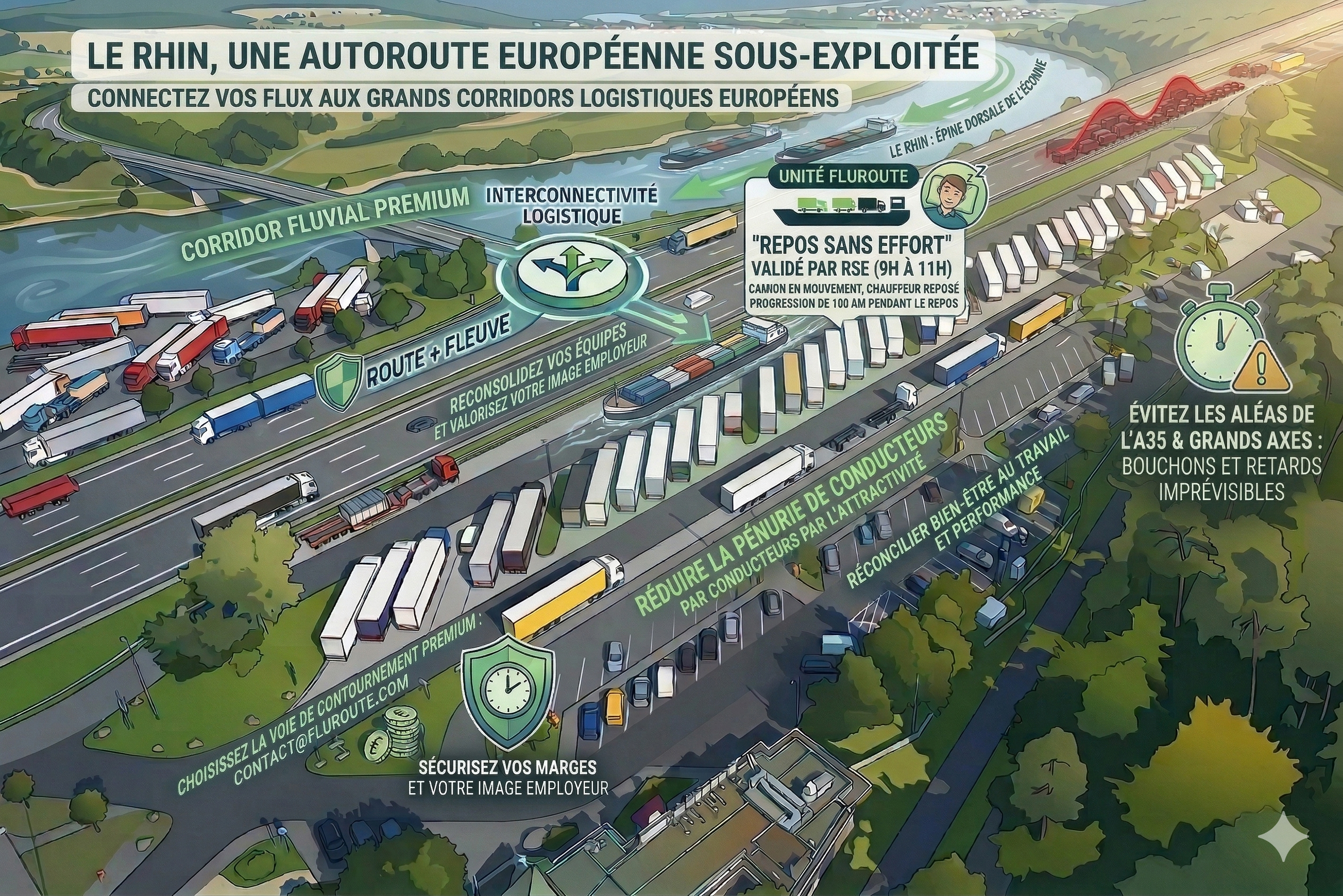transport fluvial Rhin barge logistique