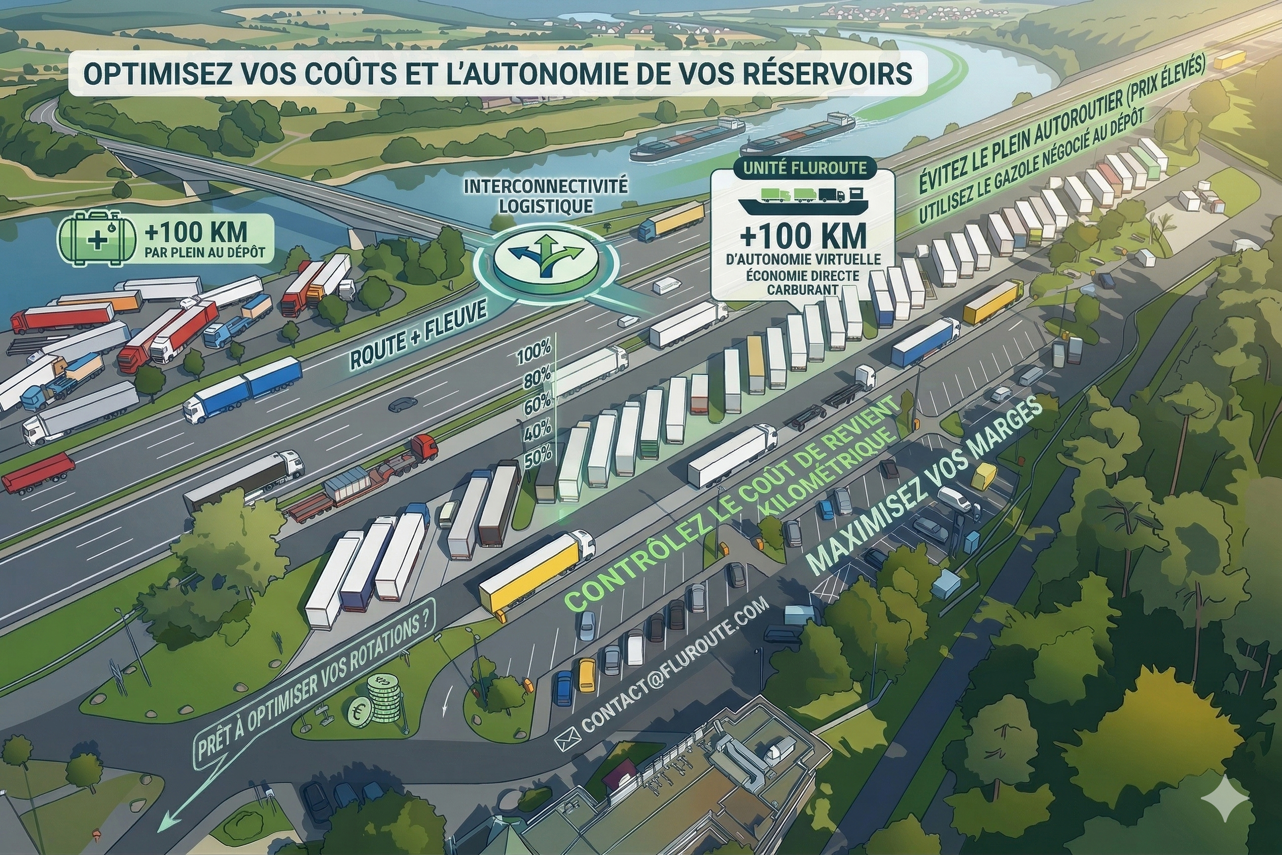 réduction consommation carburant poids lourd transport fluvial