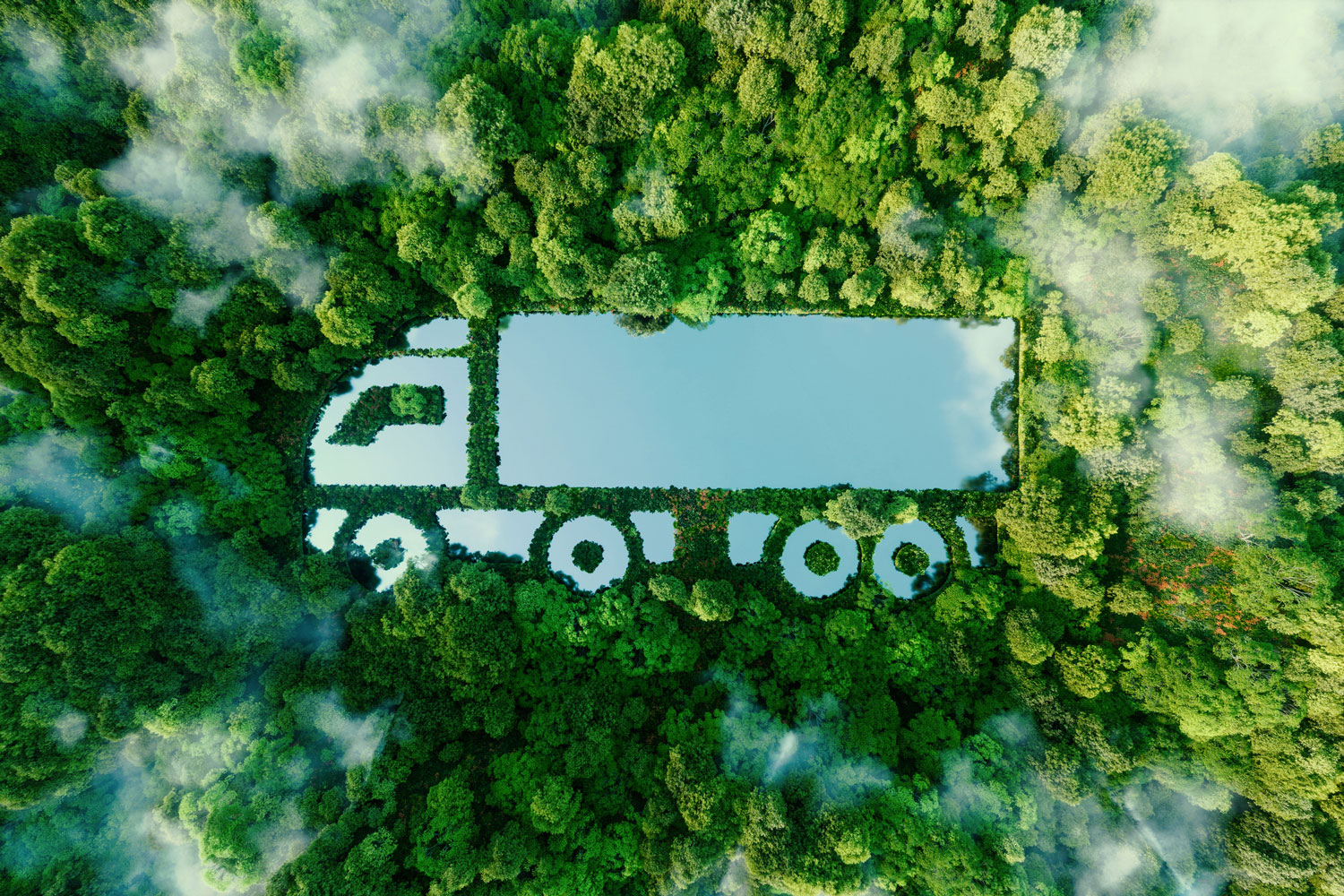 Fluroute | Concept de transport écologique avec camion intégré dans la nature